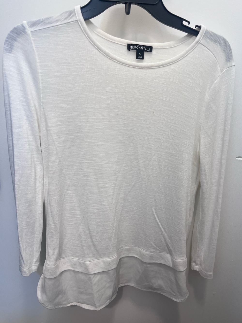 J. Crew Mercantile White Long-Sleeve Layered Hem Tee